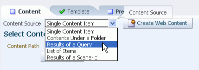 Selecting the Content Source: Results of a Query