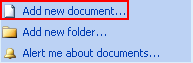 Task Pane Documents Section: Bottom Area