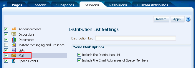 Configuring the Group Space Mail Distribution List