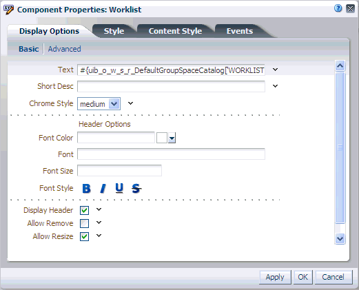 Recent Activity task flow properties