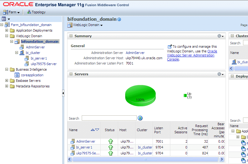 Fusion Middleware Control BIドメインのホーム・ページ