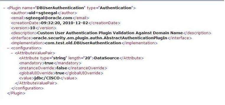 XMLメタデータ: データベース・ユーザー認証プラグイン