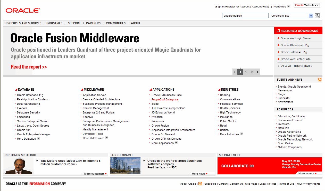 my.oracle.comのポートレットを示します。