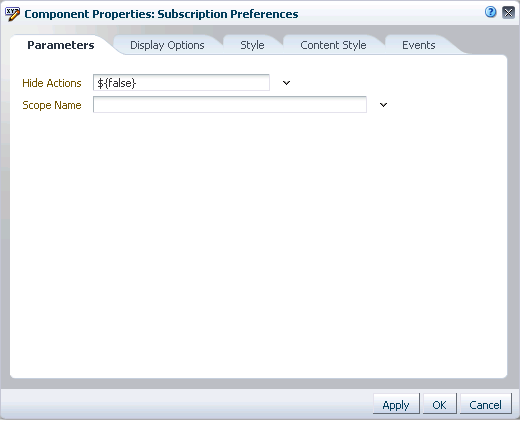 Subscription Preferences task flow properties