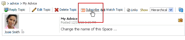Subscribe link on a Discussion topic