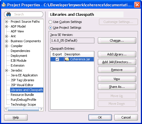 libraries and classpath page