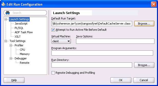 Cache Server Run Configuration