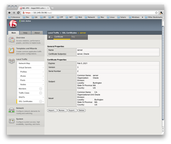 importing an ssl certification and key