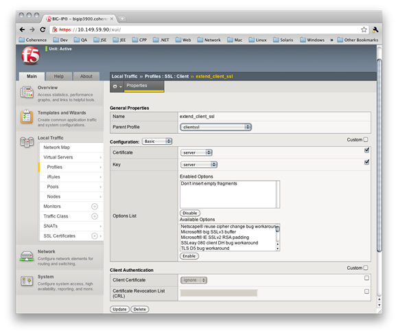 SSL profile configiuration in BIP-IP LTM