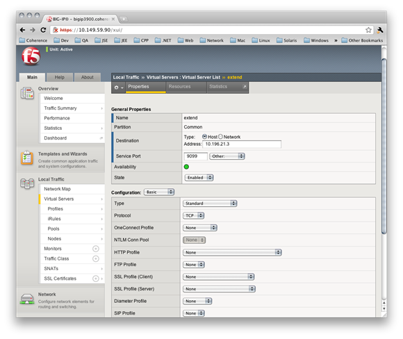 created virtual server