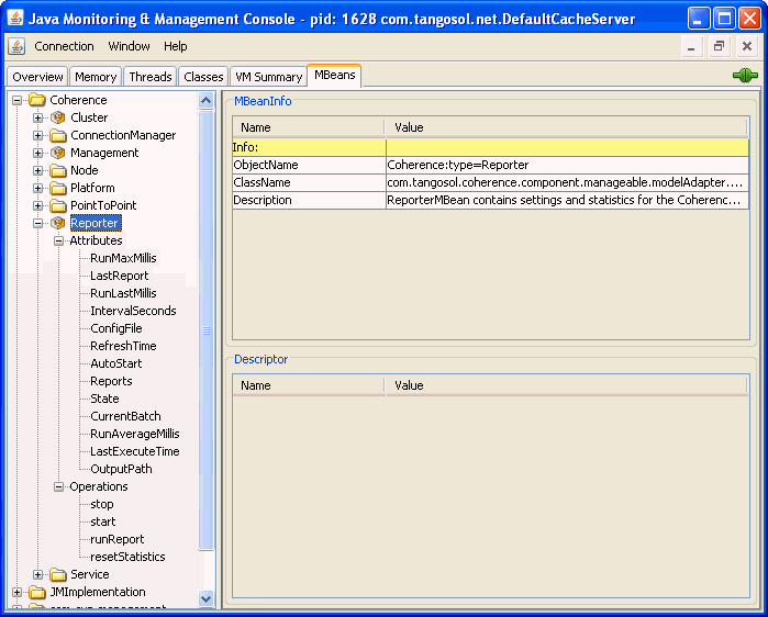ReporterMBean in JConsole