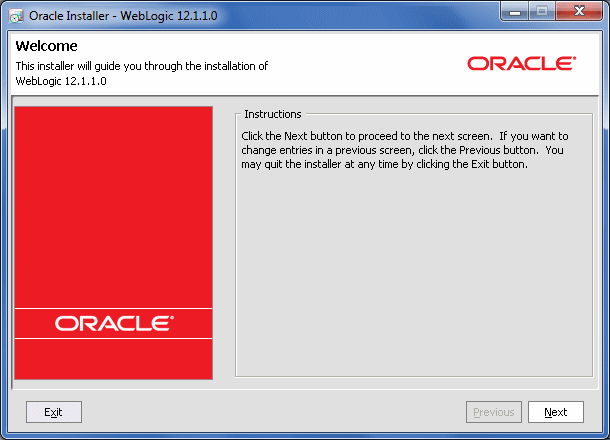 WebLogic Server Installer Welcome screen