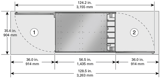 image:Figure showing the installation and service dimensions.