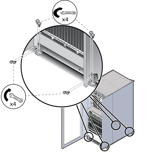 image:Figure showing how to install the four mounting brackets.
