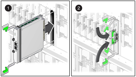 image:Figure shows installing a service processor board. 
