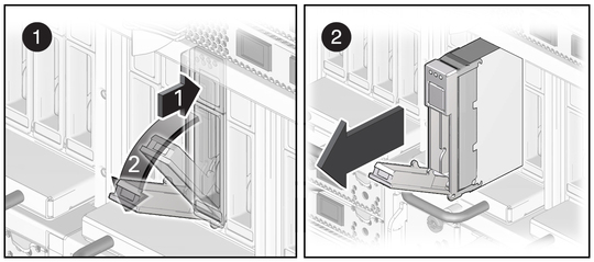 image:Figure shows how to unlock and remove a drive. 