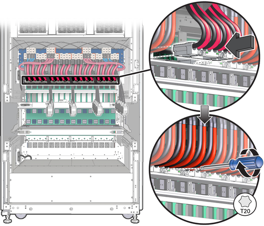image:Figure shows the installation of the lower cable assembly.