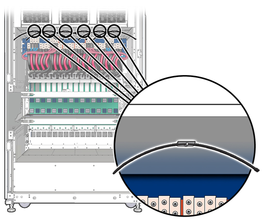 image:Figure shows cable tie points above the midplane. 