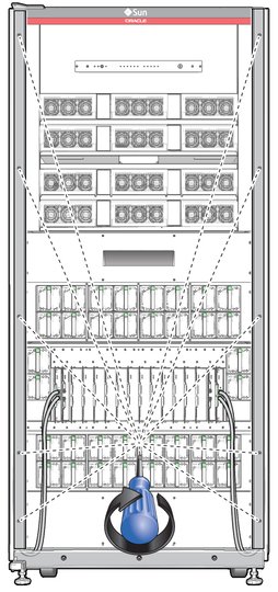 image:Figure shows 10 screws to tighten to install the two side trim pieces. 