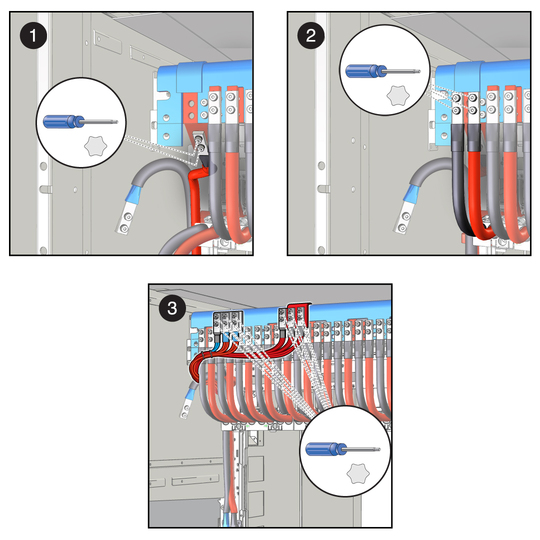 image:Location of the cable and upper and lower brackets. 