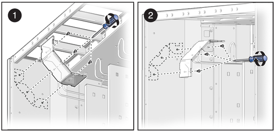 image:Figure showing the left cable bracket positioned upward and downward.