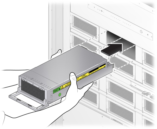 image:Figure shows a power supply being installed. 