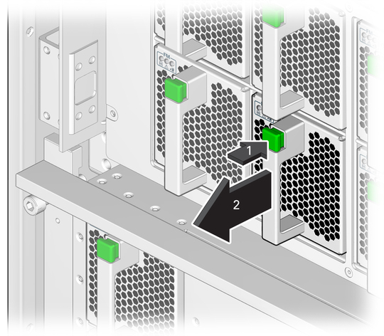 image:Figure shows how to remove a fan module. 