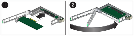 image:Figure shows installing an IO card in a PCIe hot-plug carrier. 