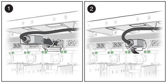 image:Figure shows the locking of the AC power cord to the AC line filter.