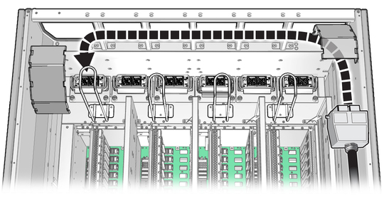 image:Figure showing the how to route the route a power cord inside the server.
