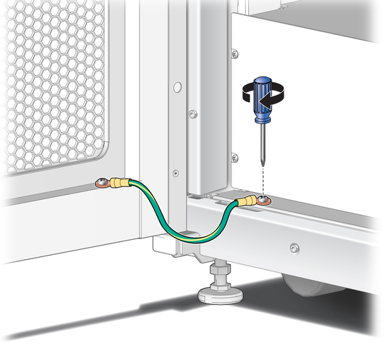 image:Figure shows how to secure the door grounding cable. 