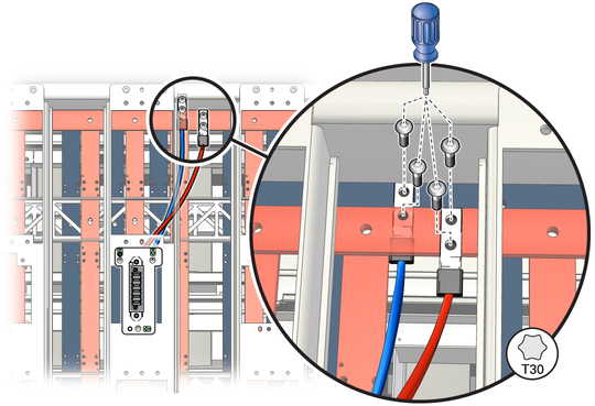 image:Figure shows attachment of terminals to the bus bars. 