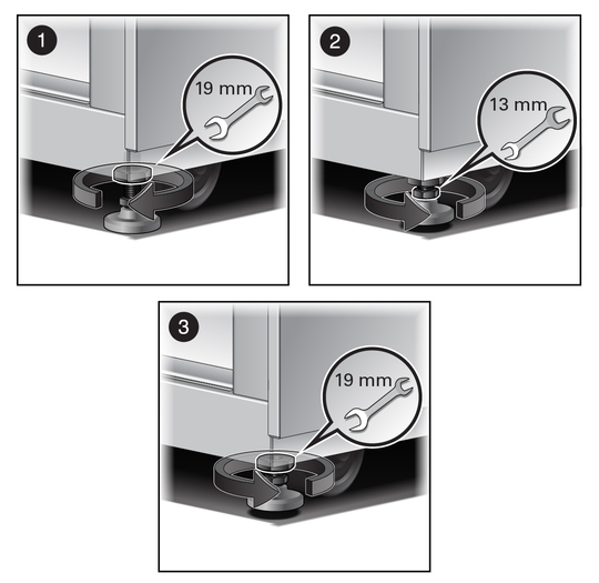 image:Figure showing the how to raise a leveling foot.