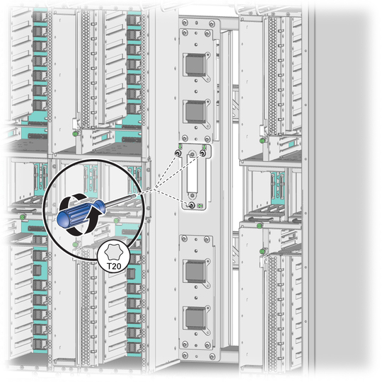 image:Figure shows three screws holding the power cable bracket to the support bracket. 
