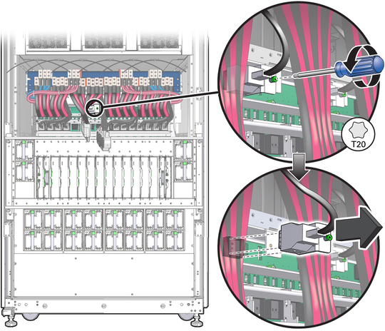 image:Figure shows how to disconnect the T5 data cable. 