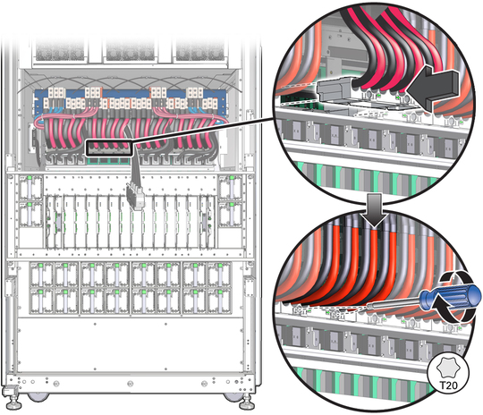 image:Figure shows the installation of the lower cable assembly.