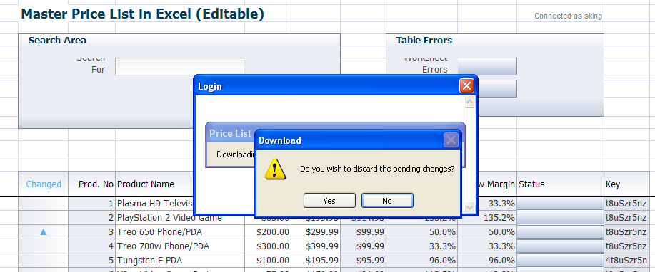 Discard Pending Changes dialog of a Disconnected Workbook