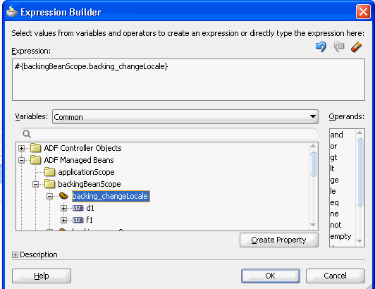 Expression Builder Binding Locale Attribute to Backing Bean