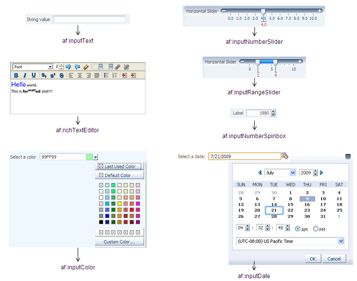 ADF Faces input components