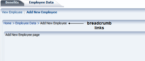 Page showing breadcrumb links