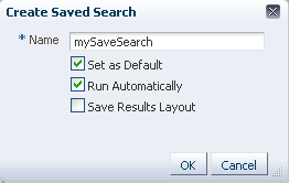 Saved search dialog.