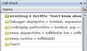 image:Call Stack window with error message frame