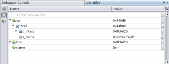 image:Variables window with nodes expanded