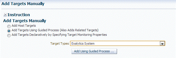 exalytics add targets manually page