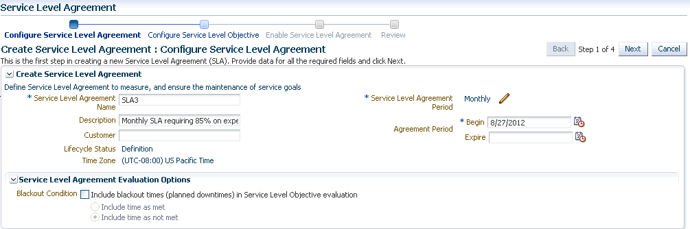 Configure Service Level Agreement