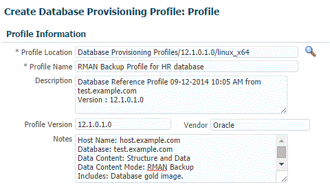 Profile info for RMAN backup