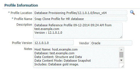 Database snapshot profile information