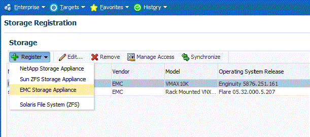 EMC Storage Registration page