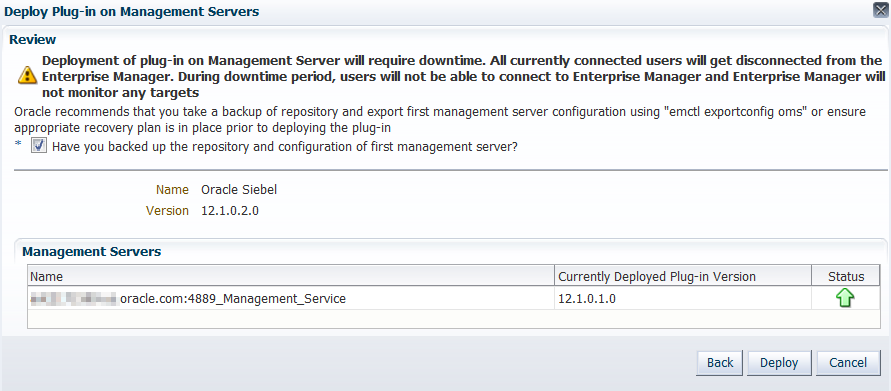 deploy plug-in on management servers