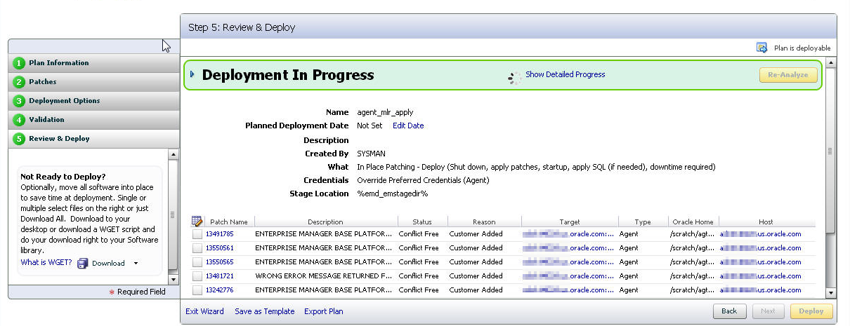 deployment progress